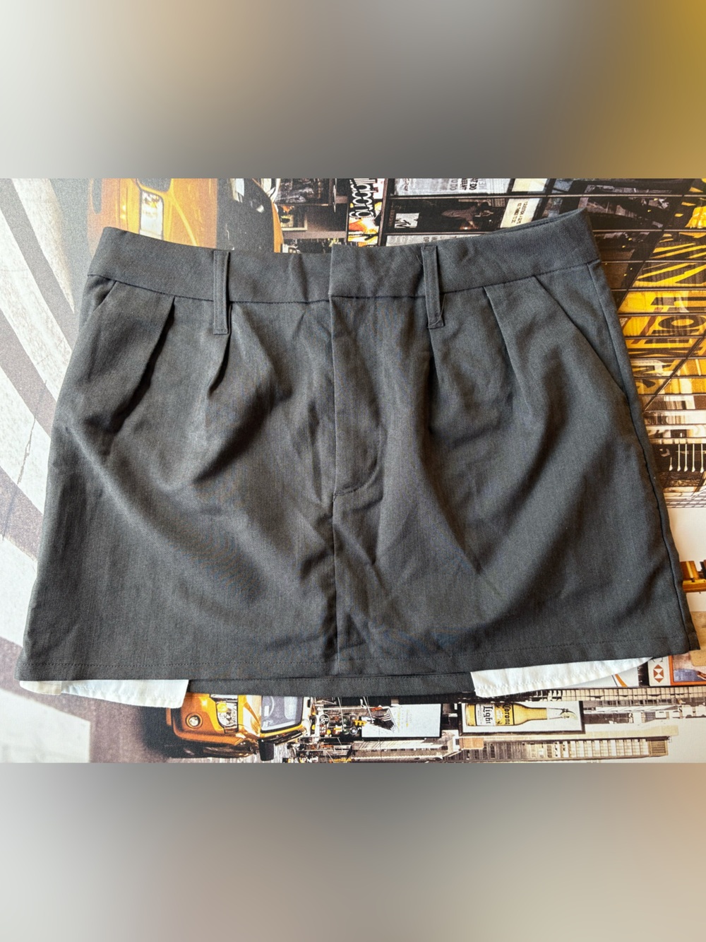 H&M Divided Menswear Inspired Grey Mini Skirt With Exposed Pockets